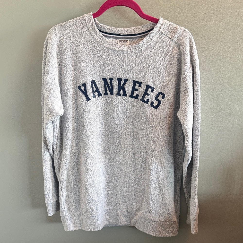 Yankees PINK Victoria's Secret Heathered Sweater Size S